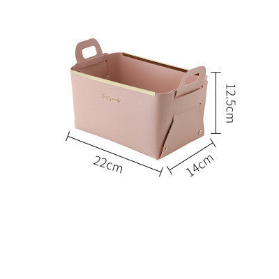 Caja de almacenamiento grande de cuero sintético de estilo nórdico para escritorio, plegable, para sala de estar, dormitorio, artículos diversos, bandeja para llaves y joyas, cestas para guardar cosméticos.