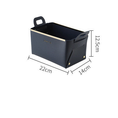 Caja de almacenamiento grande de cuero sintético de estilo nórdico para escritorio, plegable, para sala de estar, dormitorio, artículos diversos, bandeja para llaves y joyas, cestas para guardar cosméticos.