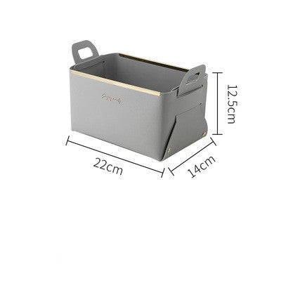 Caja de almacenamiento grande de cuero sintético de estilo nórdico para escritorio, plegable, para sala de estar, dormitorio, artículos diversos, bandeja para llaves y joyas, cestas para guardar cosméticos.