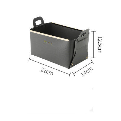 Caja de almacenamiento grande de cuero sintético de estilo nórdico para escritorio, plegable, para sala de estar, dormitorio, artículos diversos, bandeja para llaves y joyas, cestas para guardar cosméticos.