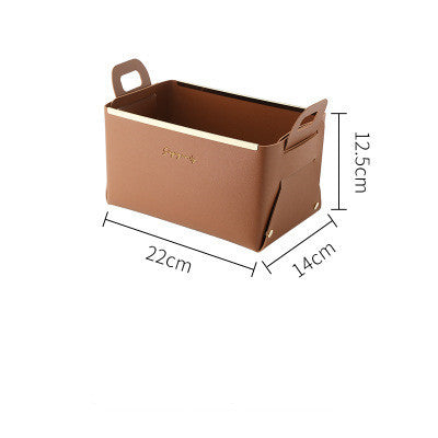 Caja de almacenamiento grande de cuero sintético de estilo nórdico para escritorio, plegable, para sala de estar, dormitorio, artículos diversos, bandeja para llaves y joyas, cestas para guardar cosméticos.