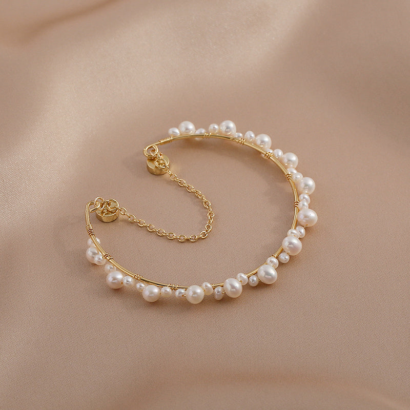 Golden Moonlight – Handmade Natural Pearl Bracelet