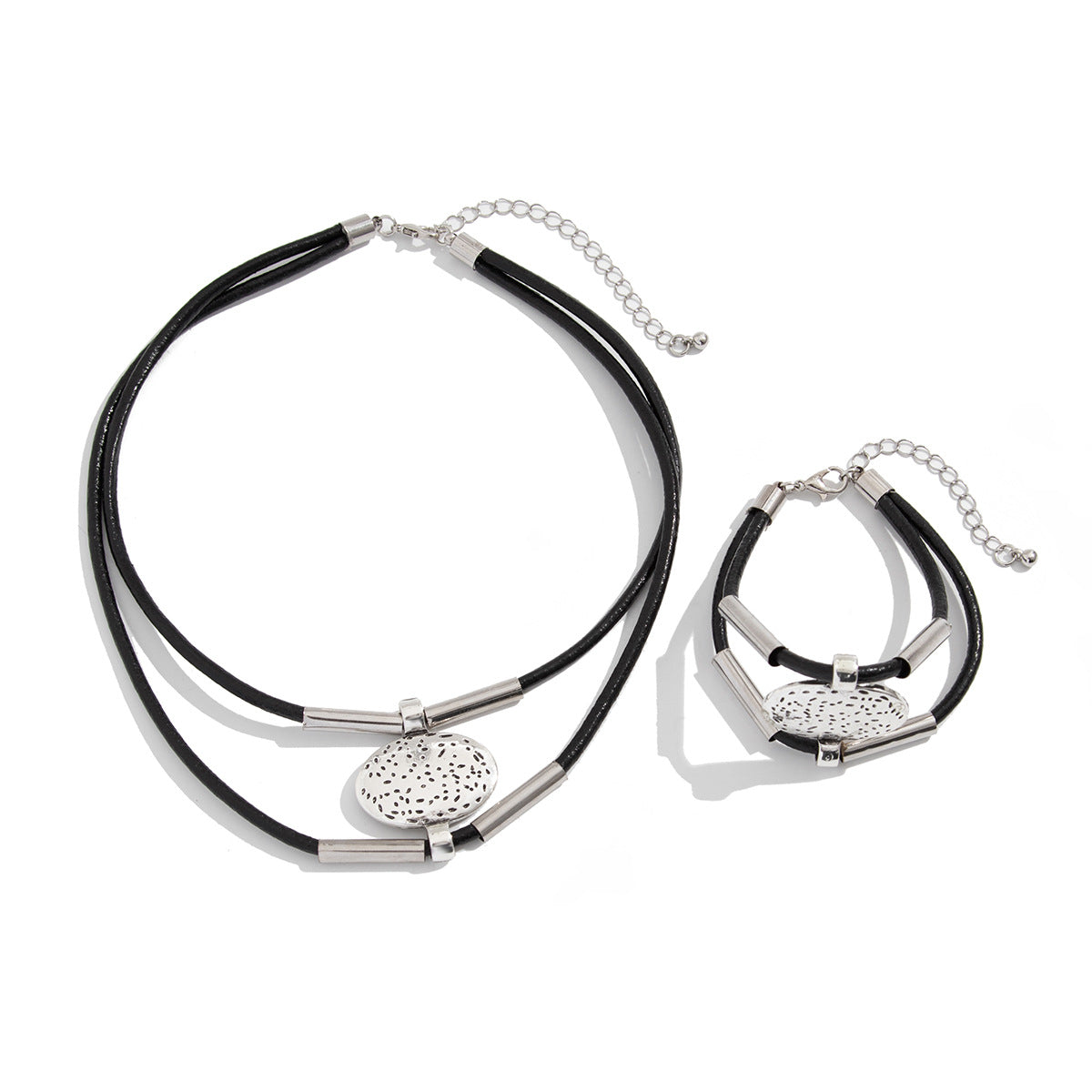 Simple Double-layer Elbow Necklace Retro Ethnic Relief Short Pendant Necklace Necklace For Women