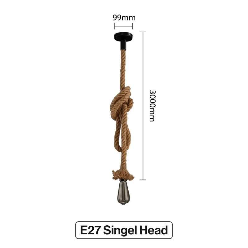 RustiGlow : Suspension vintage en corde de chanvre – Suspension style loft E27