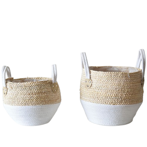 Fashion Straw Flowerpot Basket Dirty Clothes Hamper