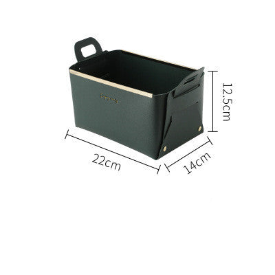 Caja de almacenamiento grande de cuero sintético de estilo nórdico para escritorio, plegable, para sala de estar, dormitorio, artículos diversos, bandeja para llaves y joyas, cestas para guardar cosméticos.
