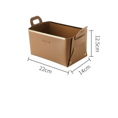 Caja de almacenamiento grande de cuero sintético de estilo nórdico para escritorio, plegable, para sala de estar, dormitorio, artículos diversos, bandeja para llaves y joyas, cestas para guardar cosméticos.