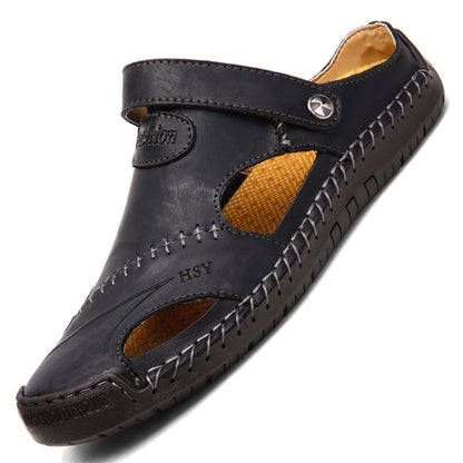 Men's Closed Toe Sandals Summer Adjustable Slides Slippers Fashion Beach Shoes