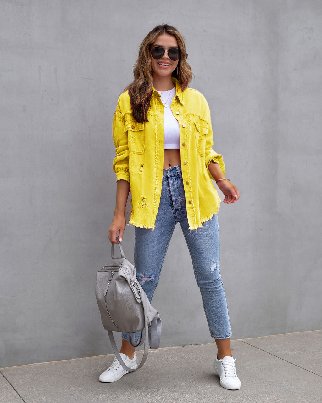 UrbanEdge Distressed Shirt Jacket for Women