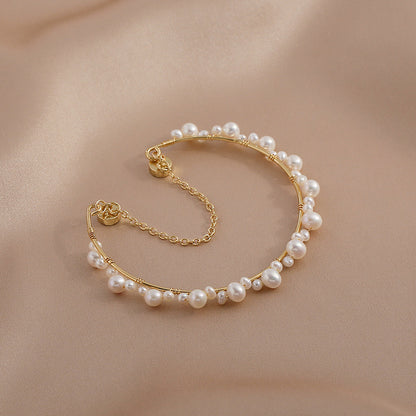 Golden Moonlight – Handmade Natural Pearl Bracelet