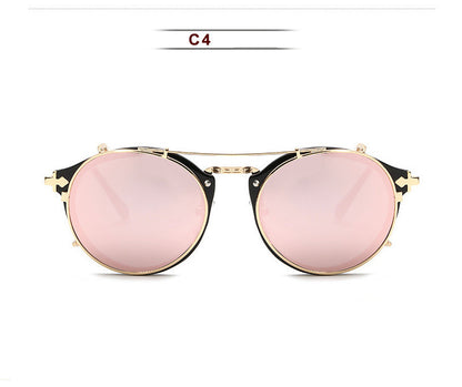 Metal Round Ladies Outdoor Sunglasses Set Mirror