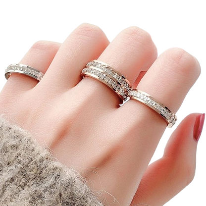 INS Rings Titanium Steel Couple Single And Double Row Diamond Ring