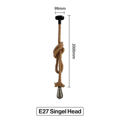 RustiGlow : Suspension vintage en corde de chanvre – Suspension style loft E27