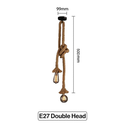 RustiGlow : Suspension vintage en corde de chanvre – Suspension style loft E27
