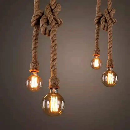 RustiGlow : Suspension vintage en corde de chanvre – Suspension style loft E27