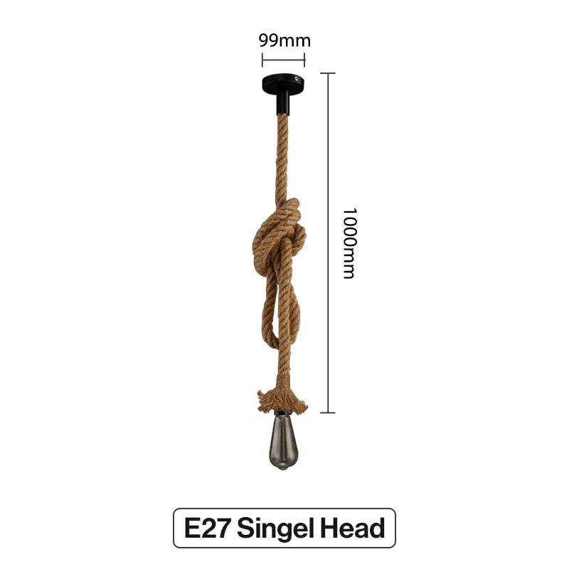 RustiGlow : Suspension vintage en corde de chanvre – Suspension style loft E27