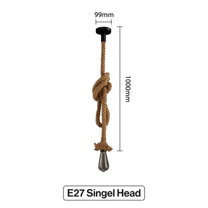 RustiGlow : Suspension vintage en corde de chanvre – Suspension style loft E27