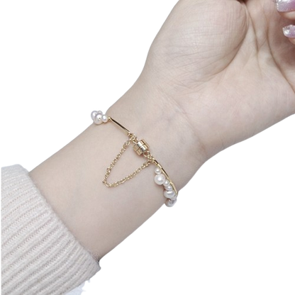 Golden Moonlight – Handmade Natural Pearl Bracelet