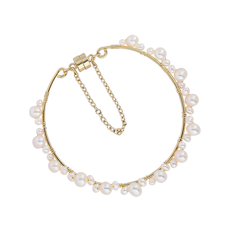 Golden Moonlight – Handmade Natural Pearl Bracelet